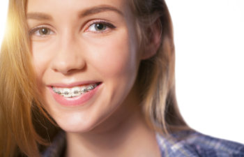 smiling girl with braces, 